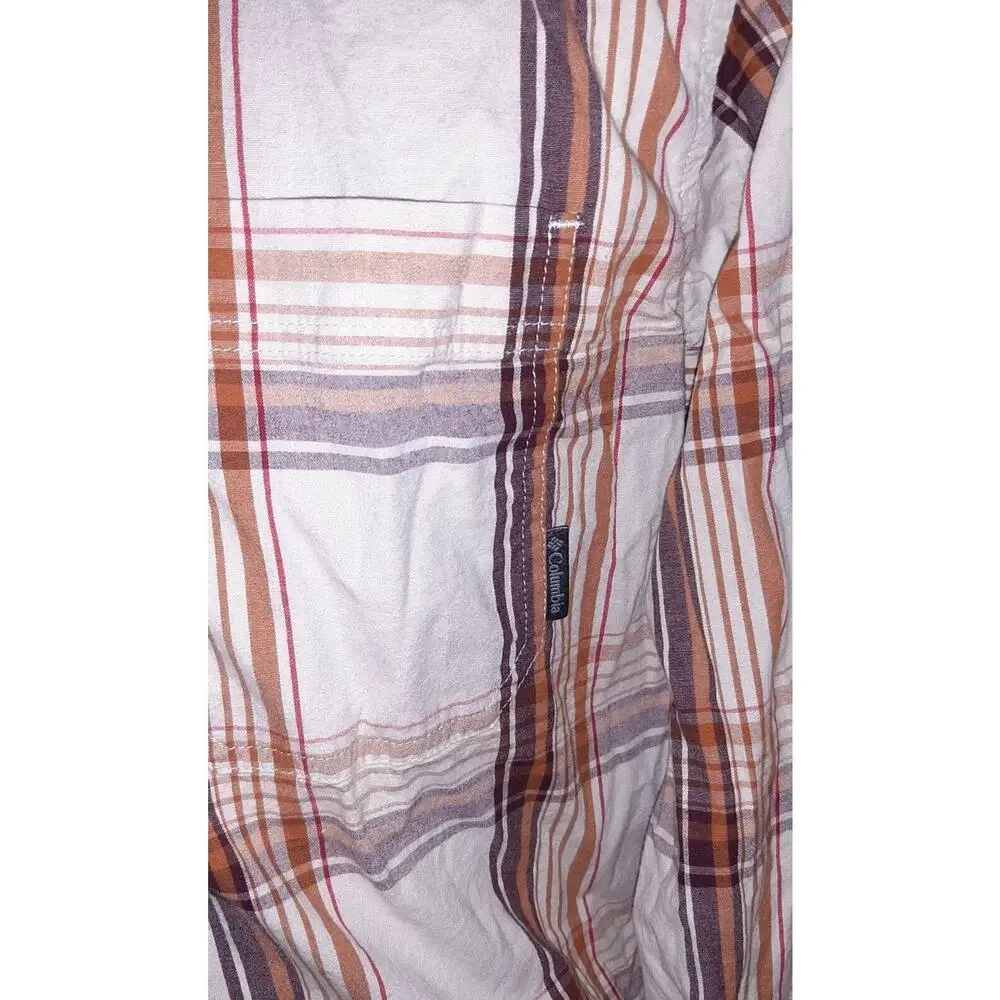 Columbia Men's Plaid Long Sleeve Light Weight Cotton Shirt Large
